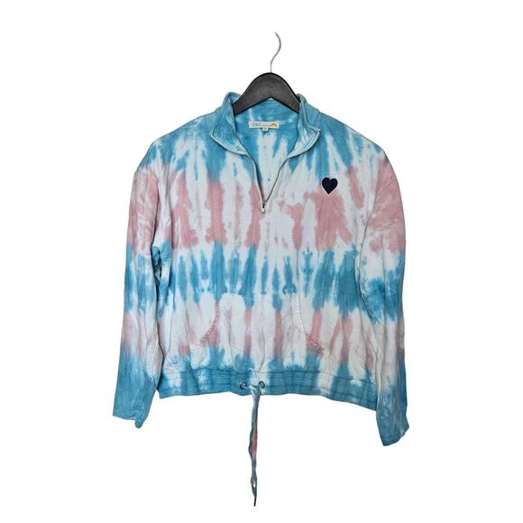 C&C California Womens 1/4 Zip Tie Dye Sweatshirt Beach Fleece 80s 90s Boho Top M - Picture 16 of 16